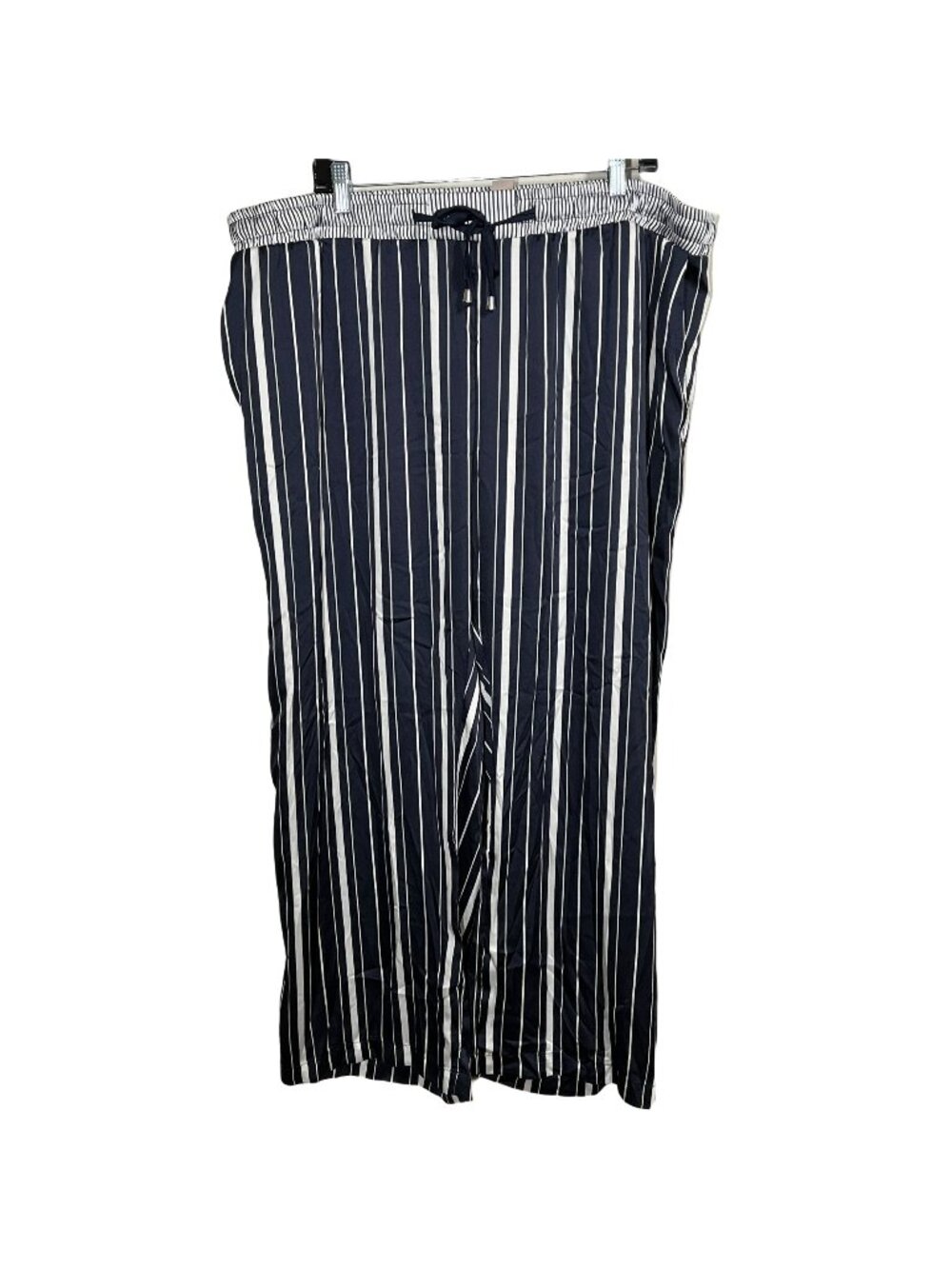 H&M Plus Size 24 Blue Striped Wide Leg Pants High Rise Pull On
